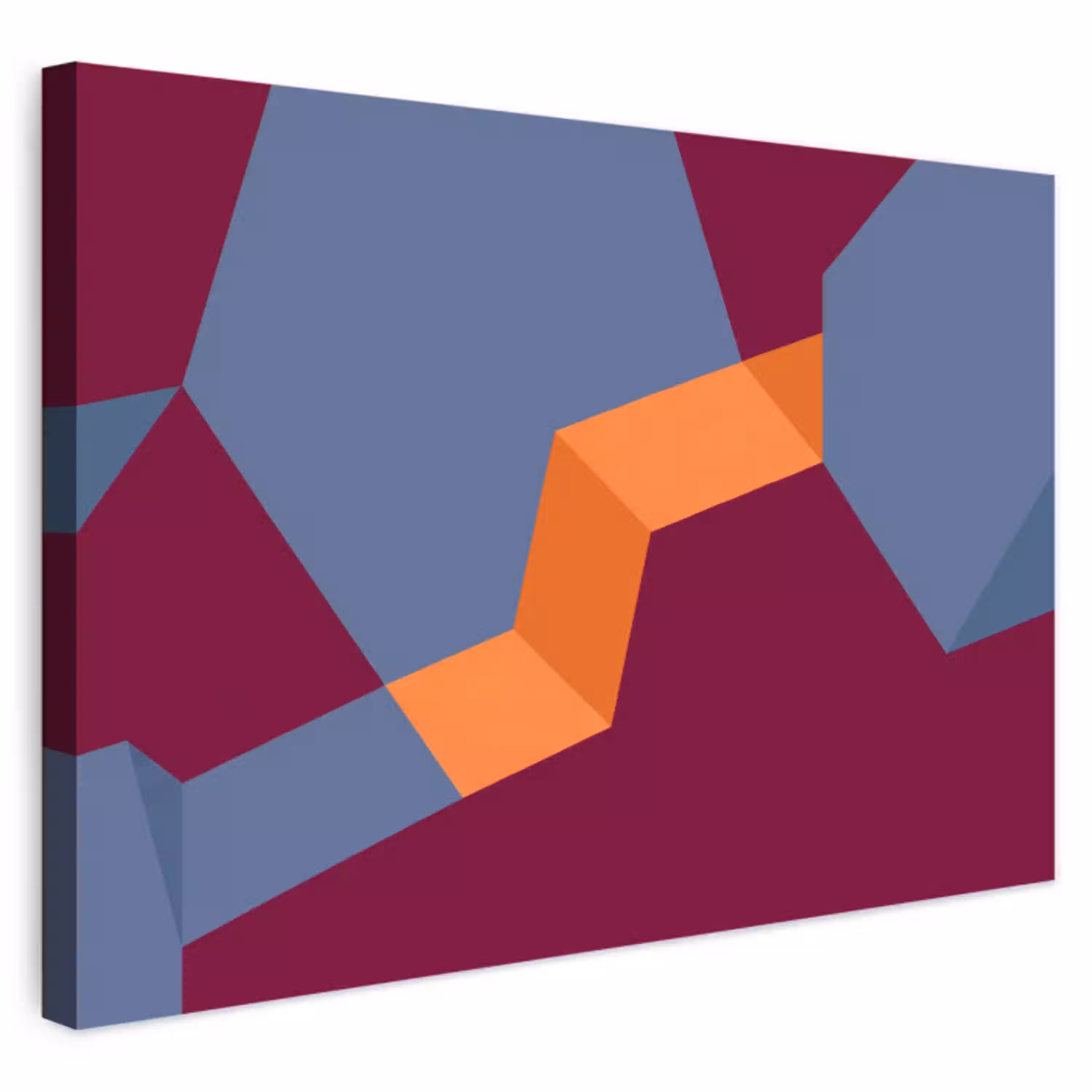 Abstract - Vormen - Modern - Blauw - Oranje Tuinposter op houten frame 2 cm dik klein -3d