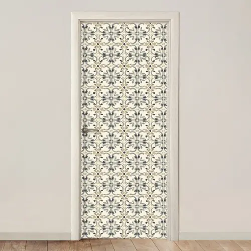 Floraal - Patroon - Kleurrijk deurposter klein 289 -3d_beige