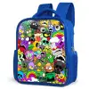 Chaotisch kleurrijk monster patroon Kinderrugzak - Blauw middel -schuin