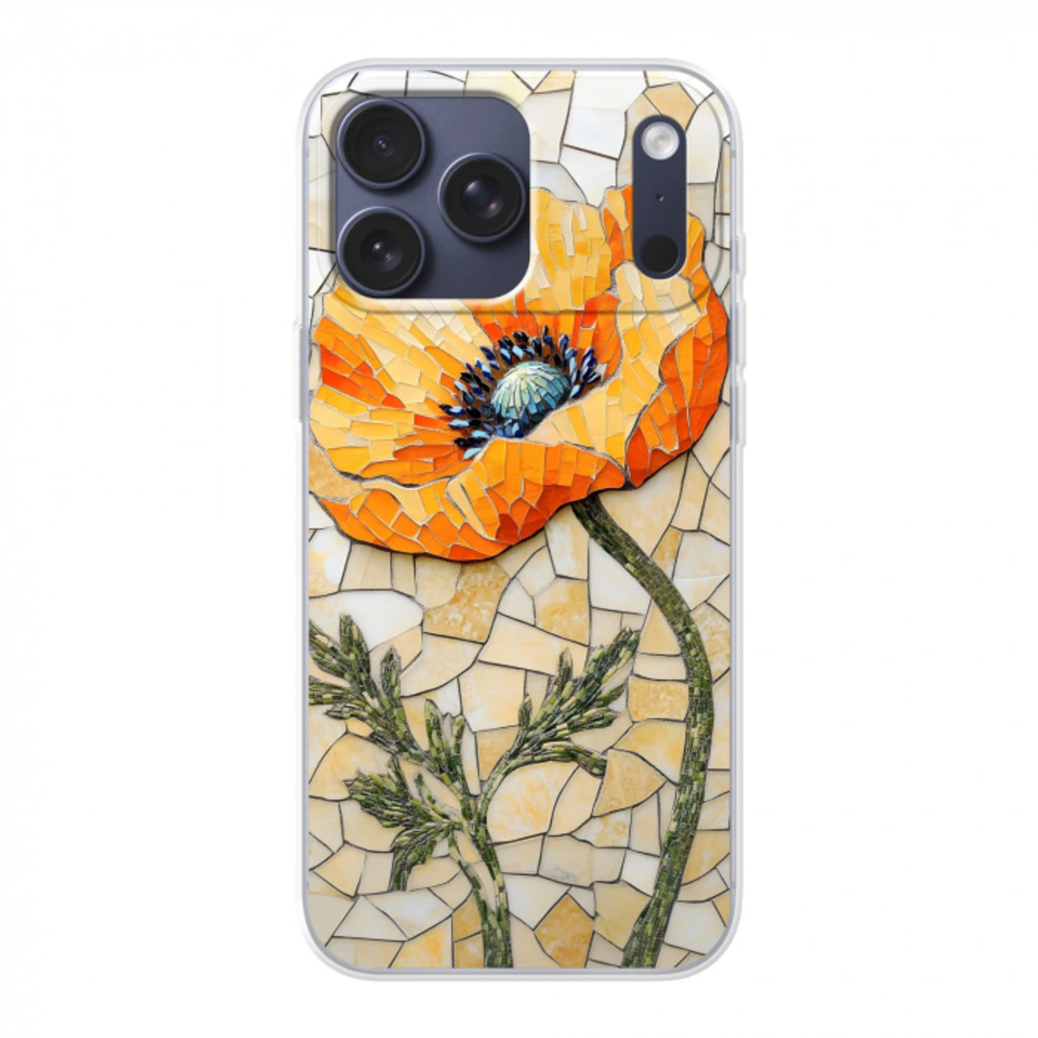Klaprozen - Oranje - Mozaïek - Bladeren Telefoonhoesje iPhone 17 Pro Max klein -3d
