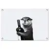 Wijnfles - Otter - Zwart tuinposter los doek klein -3d