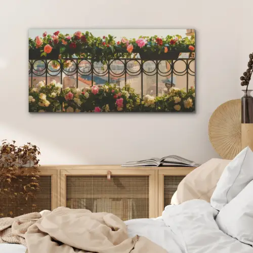 Bloemen - Hek - Stadszicht - Zomer PET vilt middel -sfeer3