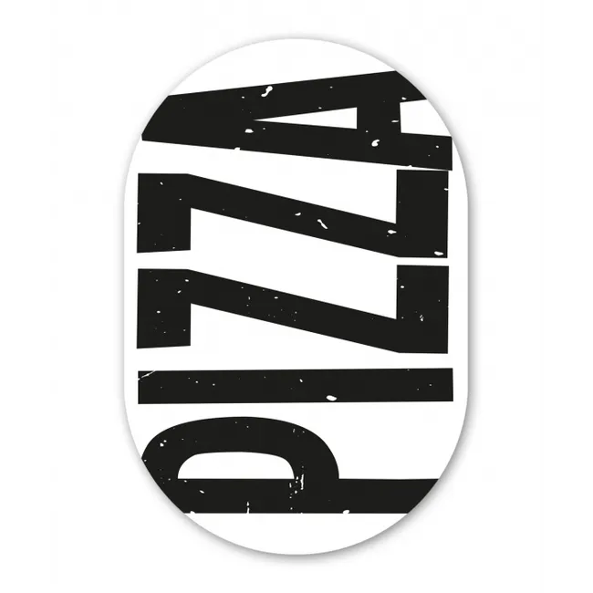 Pizza - Japandi - Decoratie - Vintage Wandcirkel Ovaal Glas middel -3d