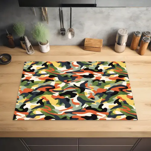 Kleurrijke - Camouflage - Organische - Vormen Inductie beschermer vinyl 3mm klein 276 -sfeer5