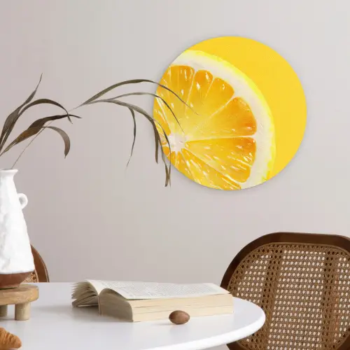 Citroen - Geel - Zonnig Wandcirkel kunststof plaat 5mm dik klein -sfeer4