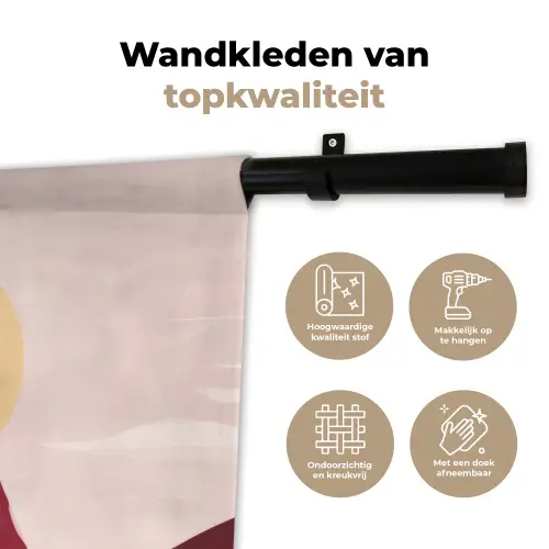 Vrouw - Zon - Kleurrijk Wandkleed katoen klein -sfeer2