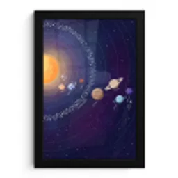 Planetenstelsel - Ruimte - Illustratie fotolijst zwart zonder passe partout klein -3d