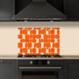 Patroon - Retro - Oranje keuken achterwand spatscherm klein 900 -sfeer1