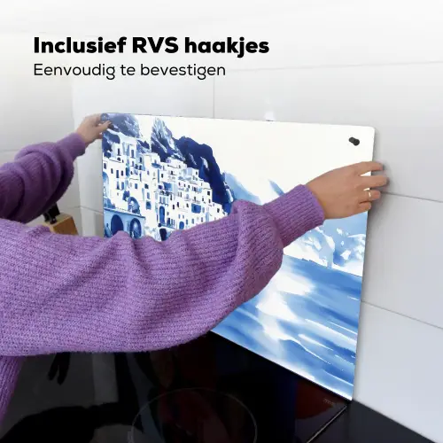 Dorp - Rotswand - Roeiboot - Water Inductie beschemer met haakjes klein -ky-ophangen-nl