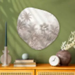 Jungle - Tropisch - Natuur -Vintage - Beige Wandcirkel Organisch Aluminium middel -sfeer2