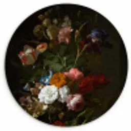 Vaas met bloemen - Schilderij van Rachel Ruysch Wandcirkel kunststof plaat 5mm dik klein -3d