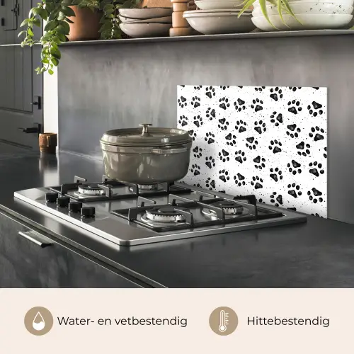 Paw - Pattern -Black keuken achterwand spatscherm klein 900 -usp_NL