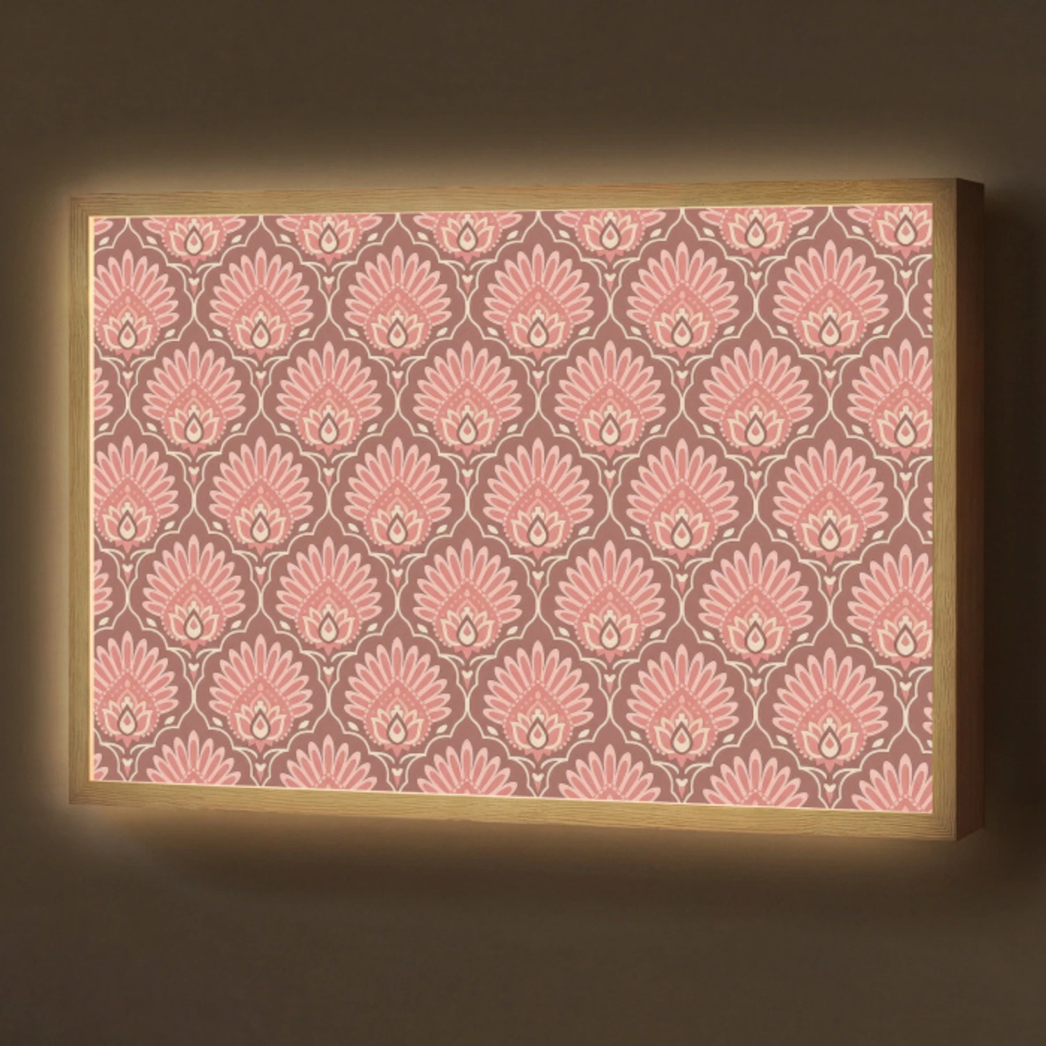 Waaiermotief - Patroon - Roze Light Box met batterij (Wandlamp) middel -z3d_website