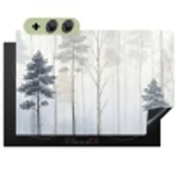 Bos - Bomen - Mist - Natuur - Illustratie - Grijs Inductie beschemer met haakjes klein -3d