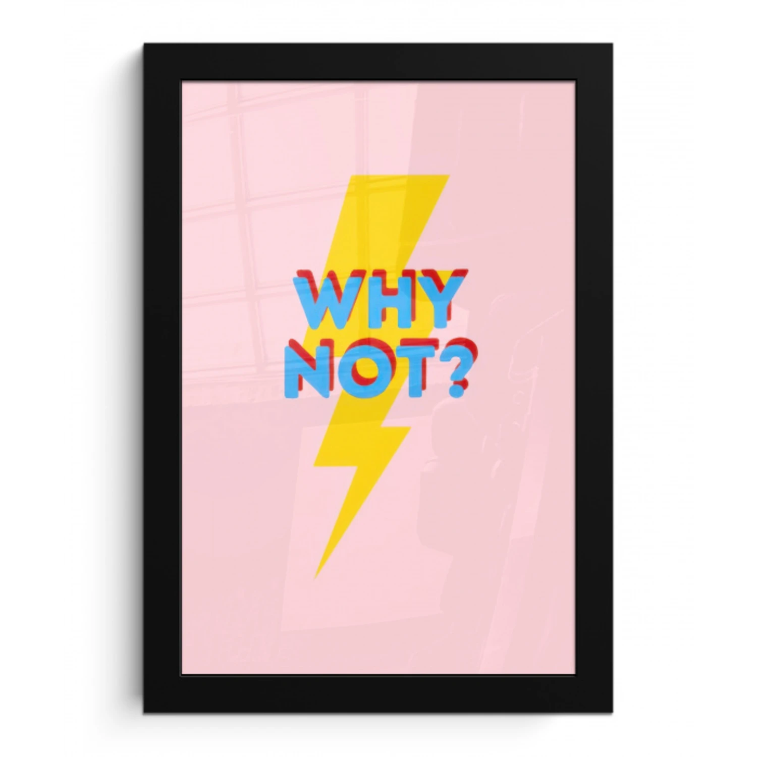 Why not - Bliksem - Roze fotolijst zwart zonder passe partout klein -3d