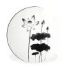 Bladeren - Zwart - Lotusbloem - Minimalitisch Wandcirkel aluminium klein -3d