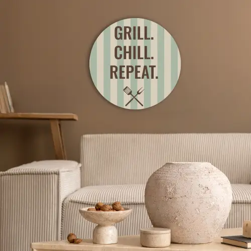 Quote - Strepen - Grill Akoestische PET Vilt - Rond klein -sfeer1
