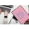 How lucky are we - Klavervier - Roze - Blauw laptophoes neopreen klein -bureau