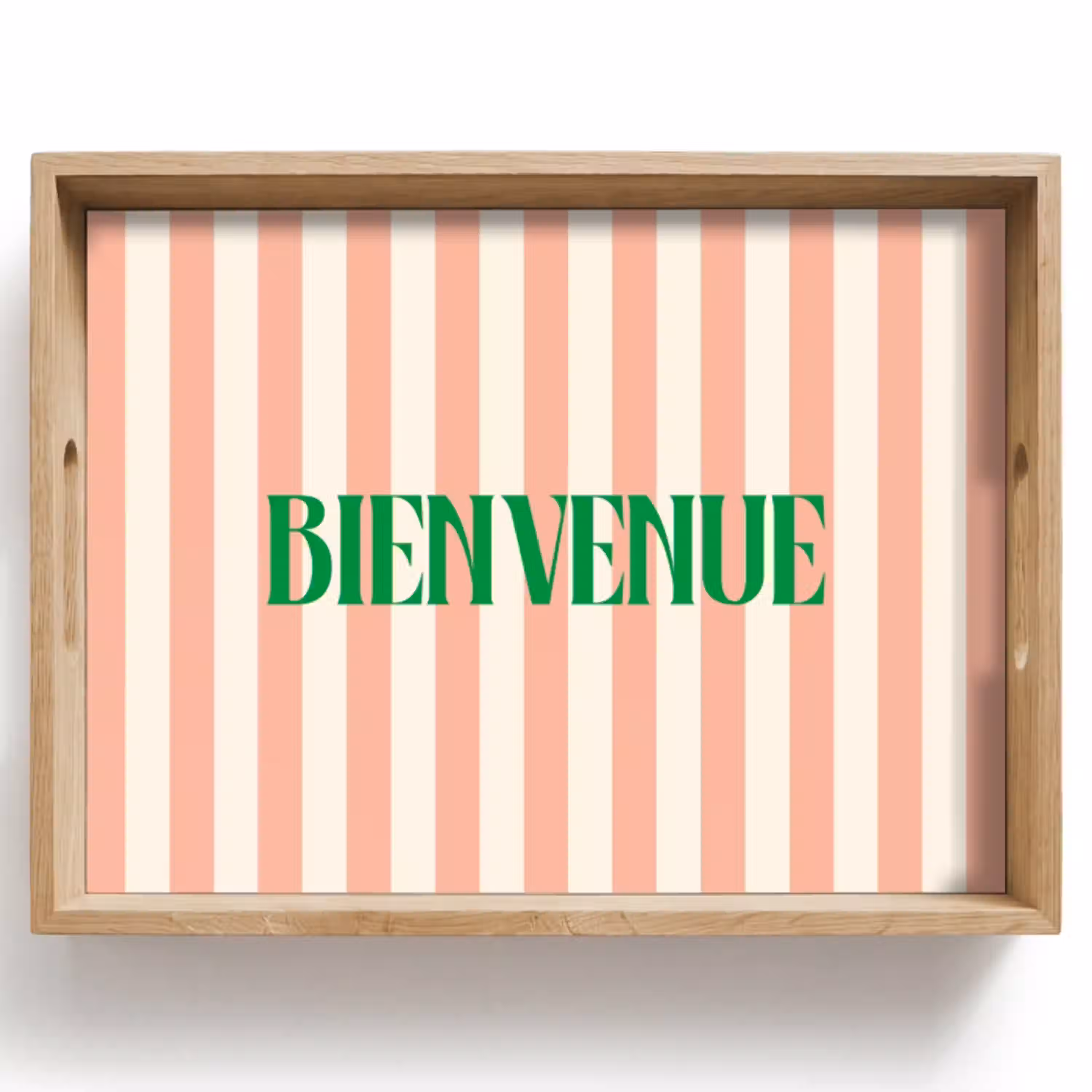Zachtroze - Groen- Strepen - Bienvenue Dienblad Rechthoek middel -z3d_shopping