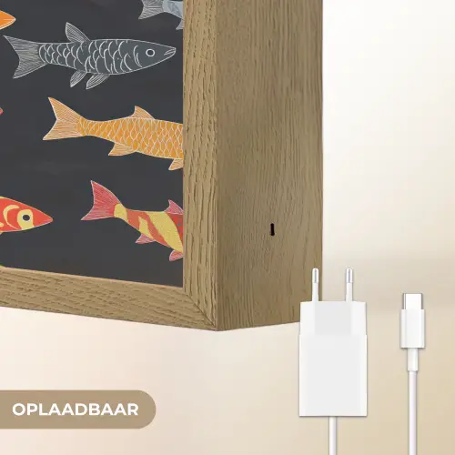 Vissen - Patroon - Kleurrijk Light Box met batterij (Wandlamp) middel 907 -USP_websiteoplaadbaarNL