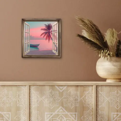 Doorkijk - Strand - Palmboom - Tropisch aluminium wit klein -sfeer4