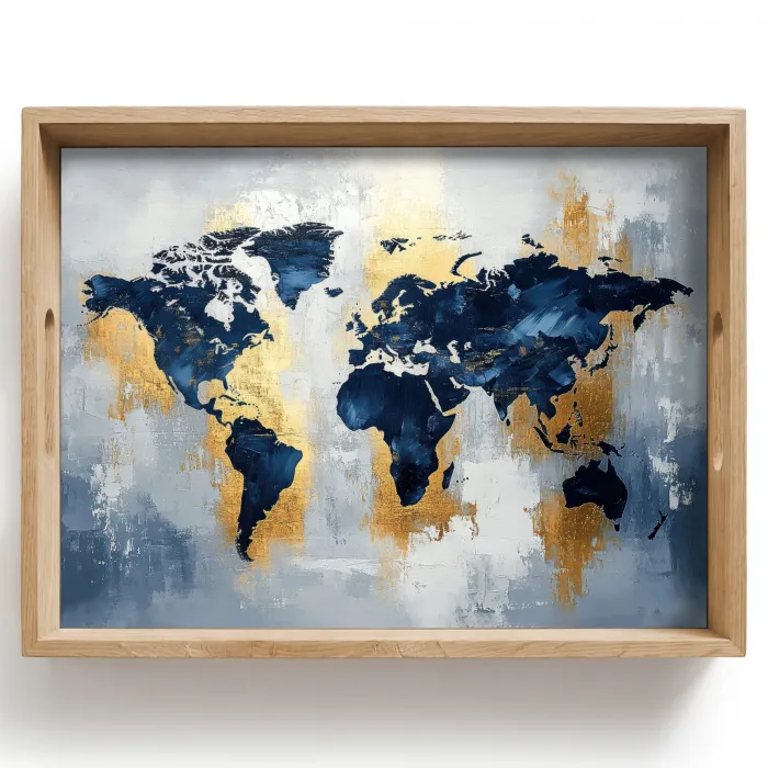 Wereldkaart - Blauw - Abstract Dienblad Rechthoek middel -z3d_shopping