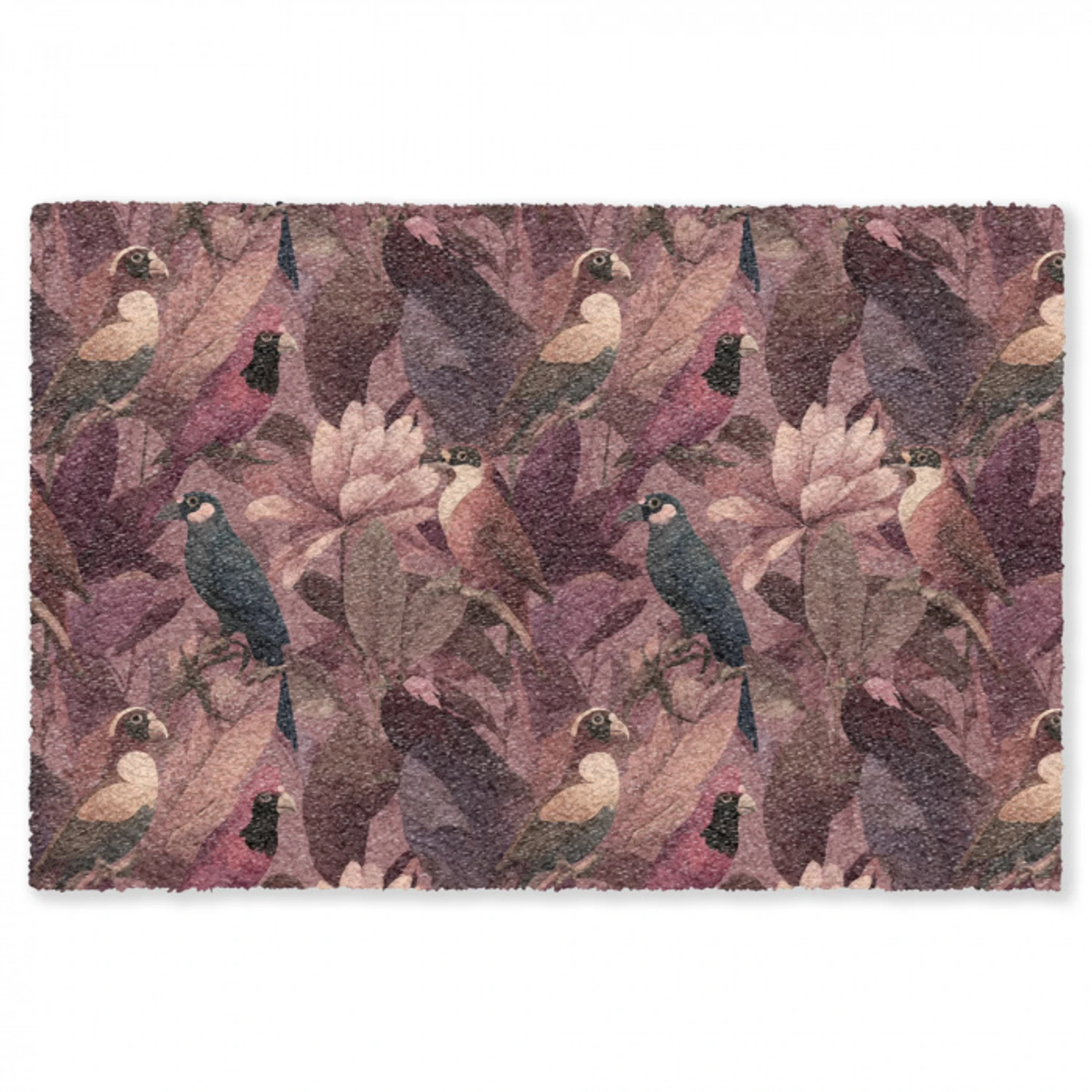 Vogels - Bladeren - Roze Vloerkleed Rechthoek klein 1091 -3d