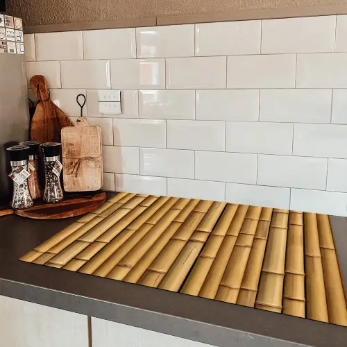 Rustiek - Bamboe - Stokken Inductie beschermer vinyl 3mm klein 276 -sfeer3