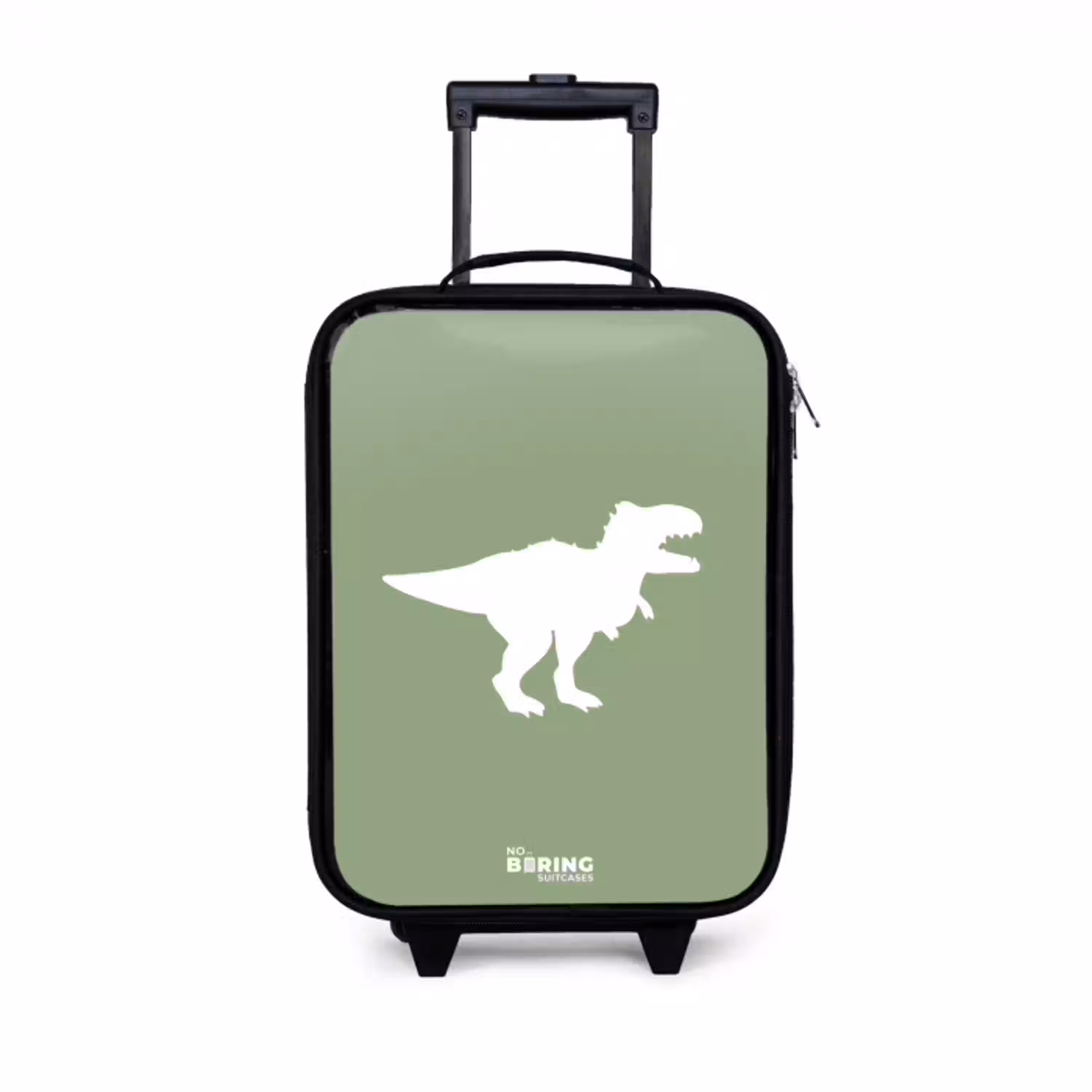 Groen met T-rex dino Kinderkoffer - Zwart klein -3d