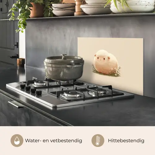 Schaap - Beige - Bloemen keuken achterwand spatscherm klein -usp_NL