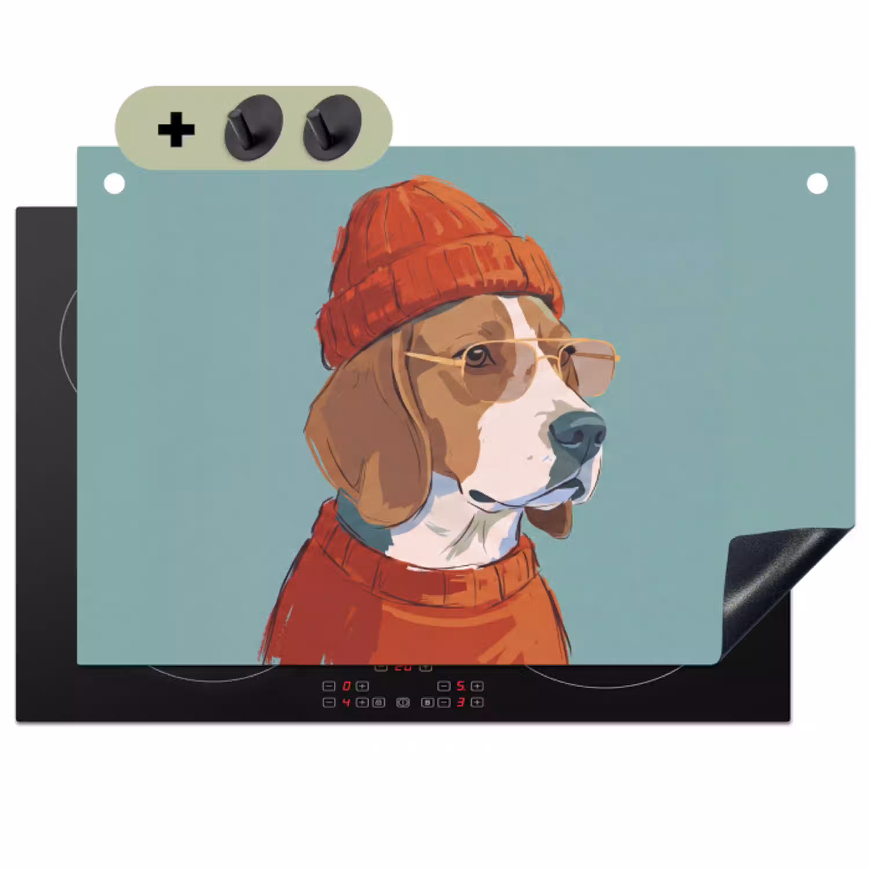 Hond - Beanie - Zonnebril - Dieren - Modern Inductie beschemer met haakjes klein -3d