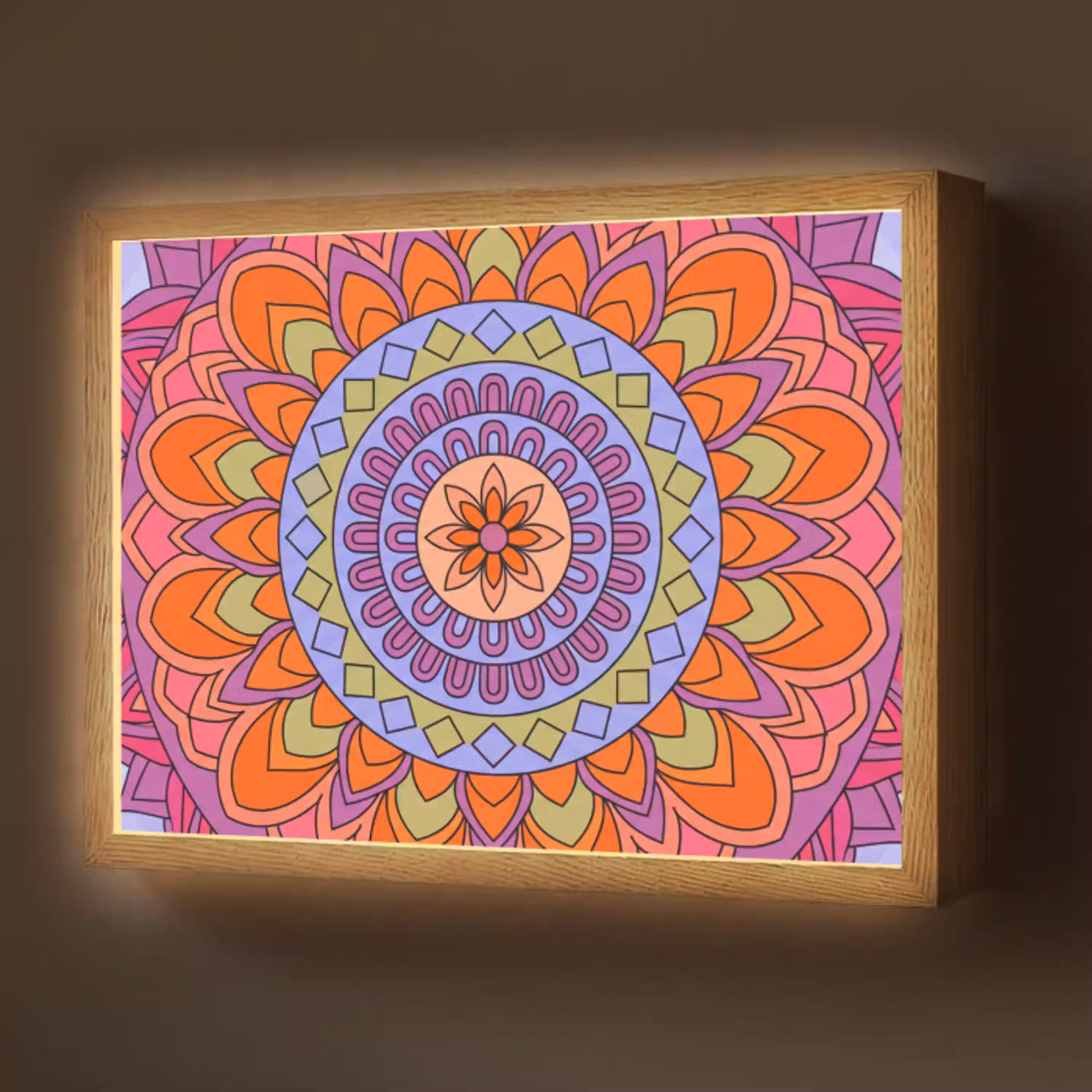 Mandala - Cirkel - Abstract - Kleurrijk - Patroon Light Box met batterij (Wandlamp) middel -z3d_website