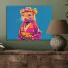 Muis - Kimono - Bloemen - Blauw PET vilt klein -sfeer2