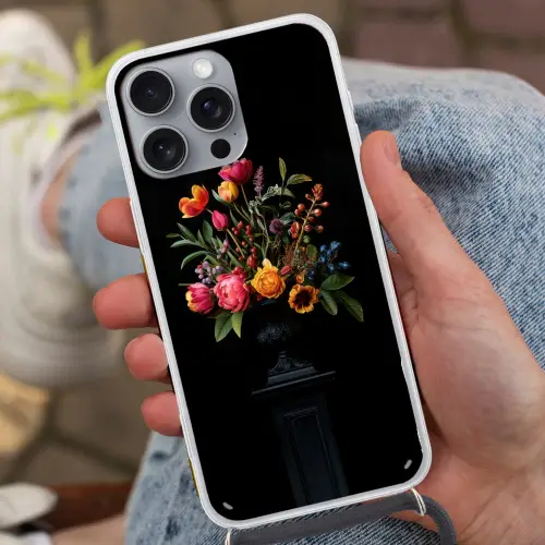 Tulpen - Bessen - Boeket - Vaas Hoesje iPhone 16 Pro Max met koord klein -sfeer3