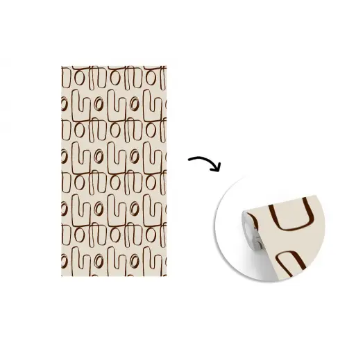 Lijnen - Beige - Patroon - Donkerbruin fotobehang vinyl groot 64 -3d