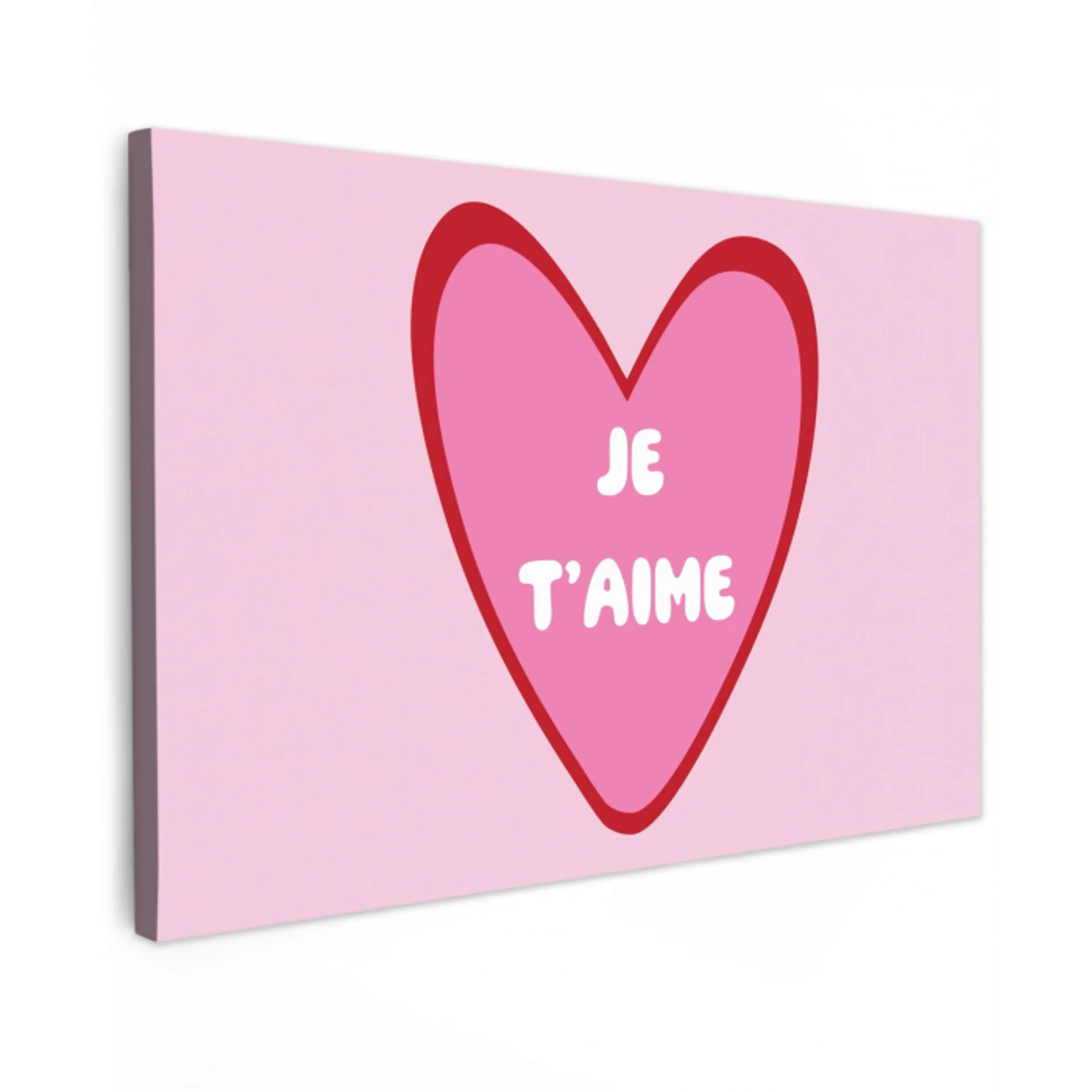 Hart - Frans - Valentijn - Roze Tuinposter op houten frame 2 cm dik klein -3d