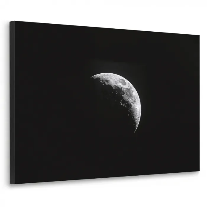 Maan - Hemel - Zwart - Schaduw Textielframe zwart klein -3d