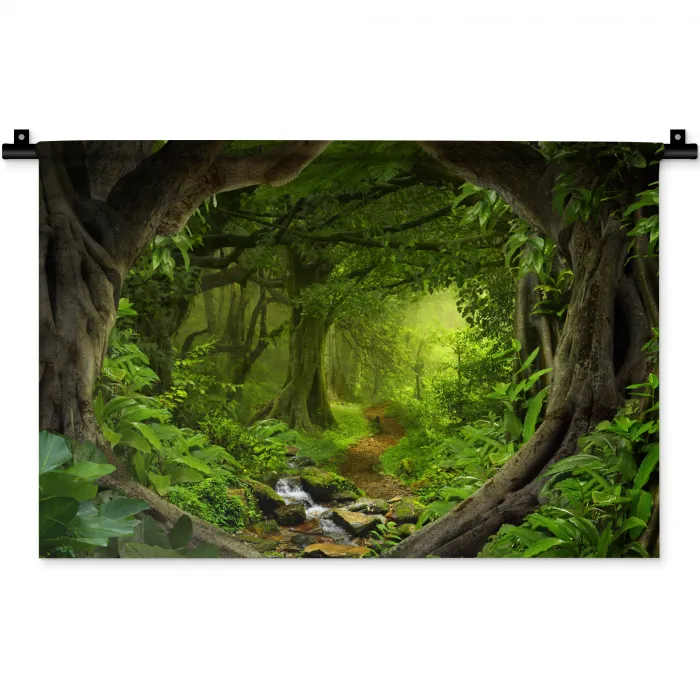 Jungle - Groen - Natuur - Tropisch - Planten Wandkleed katoen klein -zz3d