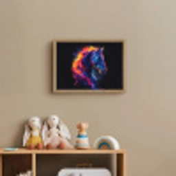 Paard - Dier - Rook - Zwart - Kleuren Light Box met batterij (Wandlamp kind) middel -sfeer2_kind