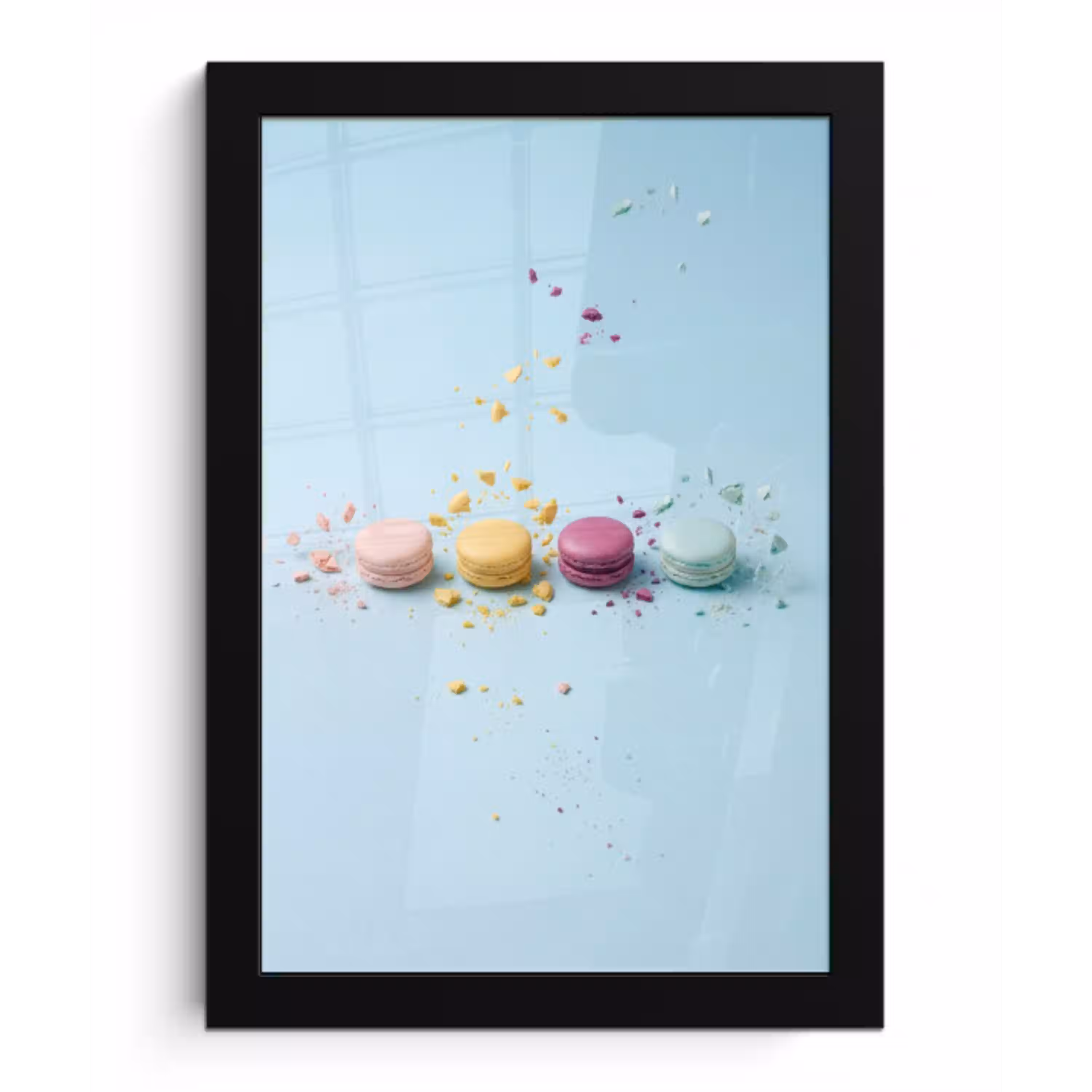 Macarons - Kleurrijk - Pastel fotolijst zwart zonder passe partout klein -3d