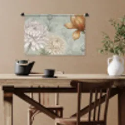 Illustratie - Bloemen - Groen Wandkleed katoen klein -sfeer6