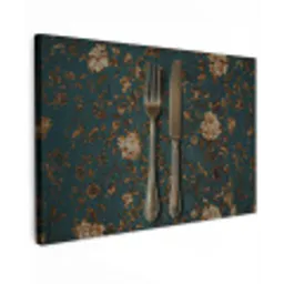 Bloemen - Goud - Bestek Tuinposter op houten frame 2 cm dik klein -3d