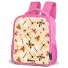 Insectenpatroon in bruin, roze en oranje op beige achtergrond Kinderrugzak - Roze middel -schuin