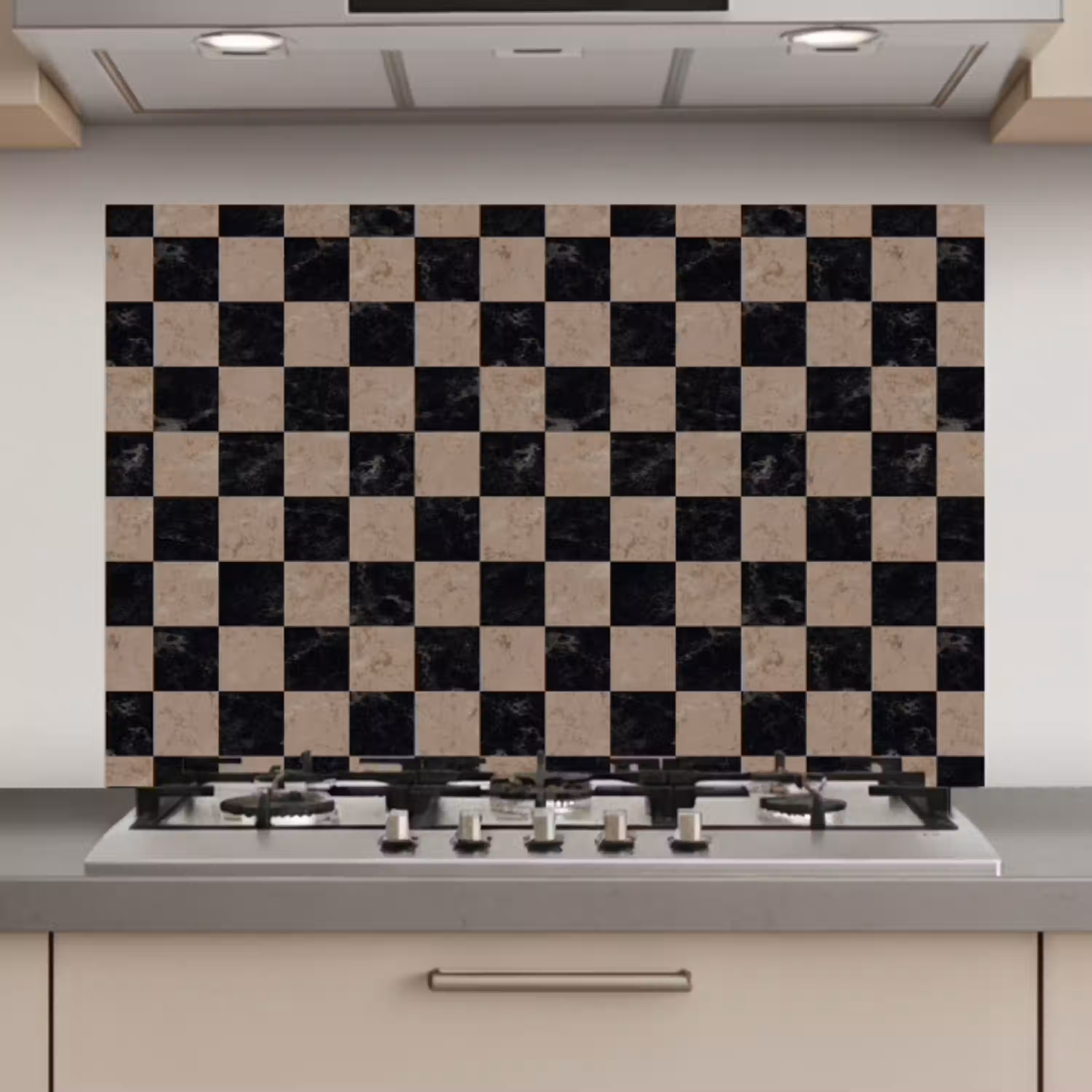 Patroon - Dambord - Marmer keuken achterwand spatscherm klein 900 -3d_website