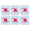 Bisou - Blauw - Roze - Lippen onderzetter kurk middel -3d