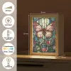 Vlinder - Roze - Bloemen - Bladeren Light Box met kabel (Tafellamp) klein -USP_NL