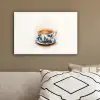 Theekop - Bladeren - Blauw canvas 2cm klein -sfeer3