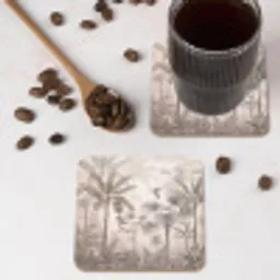 Jungle - Banenboom - Kolibrie - Beige onderzetter kurk middel -sfeer2