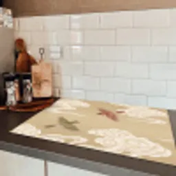 Vogels - Vliegen - Beige Inductie beschermer vinyl 3mm klein -sfeer3