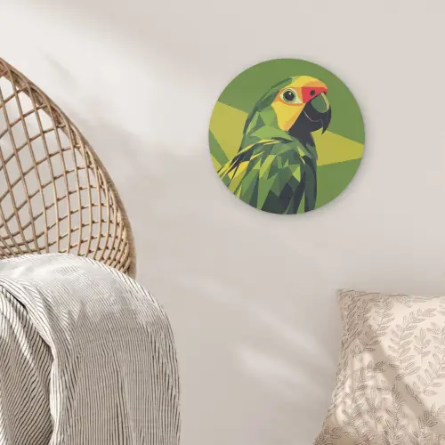 Papegaai - Groen - Snavel - Abstract Akoestische PET Vilt - Rond klein -sfeer4